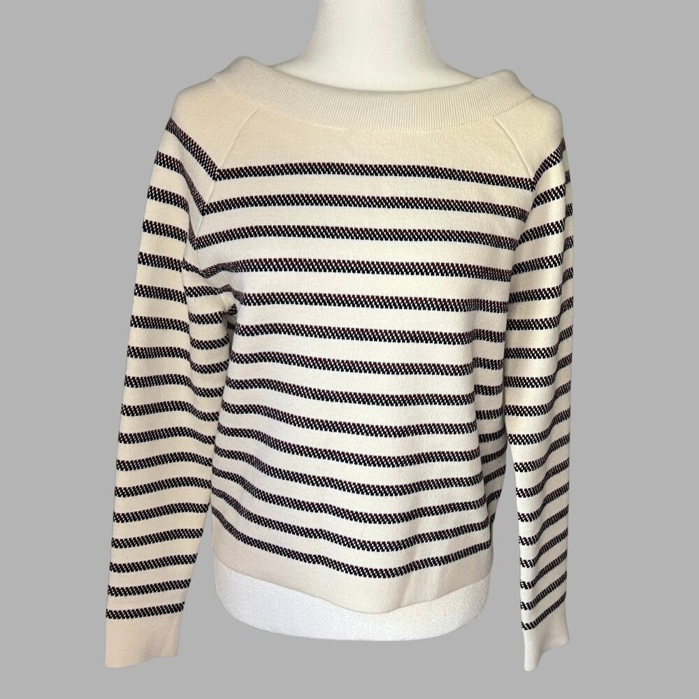 Maje Paris Striped Sweater with Velvet Bow – Size 1 (US: small)